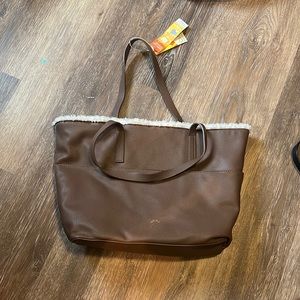 Reversible leather/fur tote